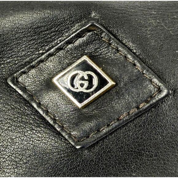 GUCCI VINTAGE ORIGINAL BLACK POCHETTE COSMETIC POUCH MINI HAND BAG (1970-80s) - Picture 10 of 16